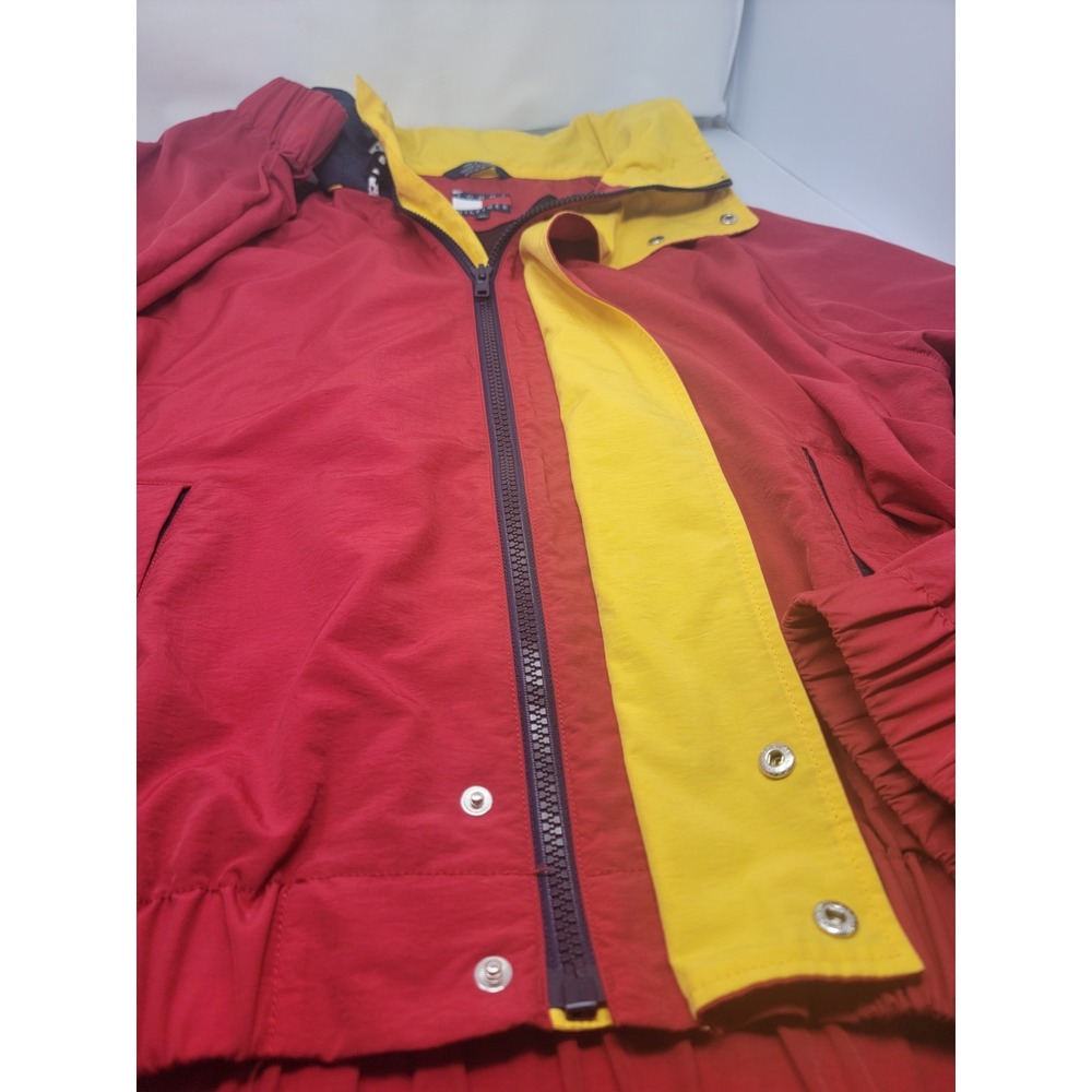Vintage 90's Tommy Hilfiger Hooded Jacket Red Blue Men's Size XL Spellout Hooded - Picture 6 of 15
